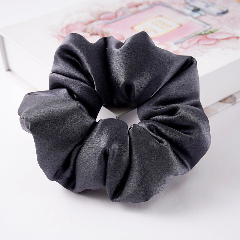 Soft pink, beige, and light gray 100% silk scrunchies-12