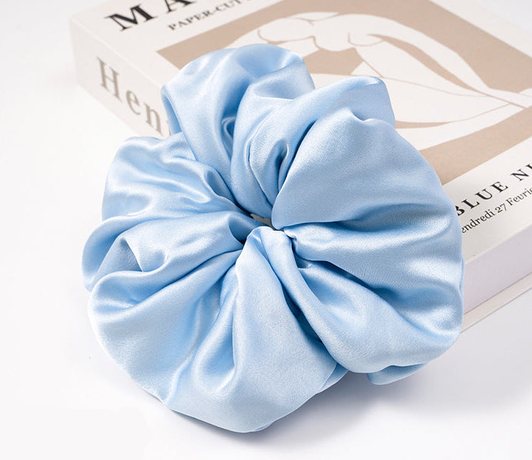 Red, navy, green, and beige 100% silk scrunchies-2