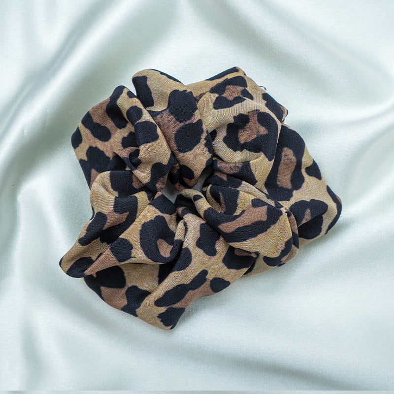 Black, gray, and leopard - print 100% silk scrunchies-8