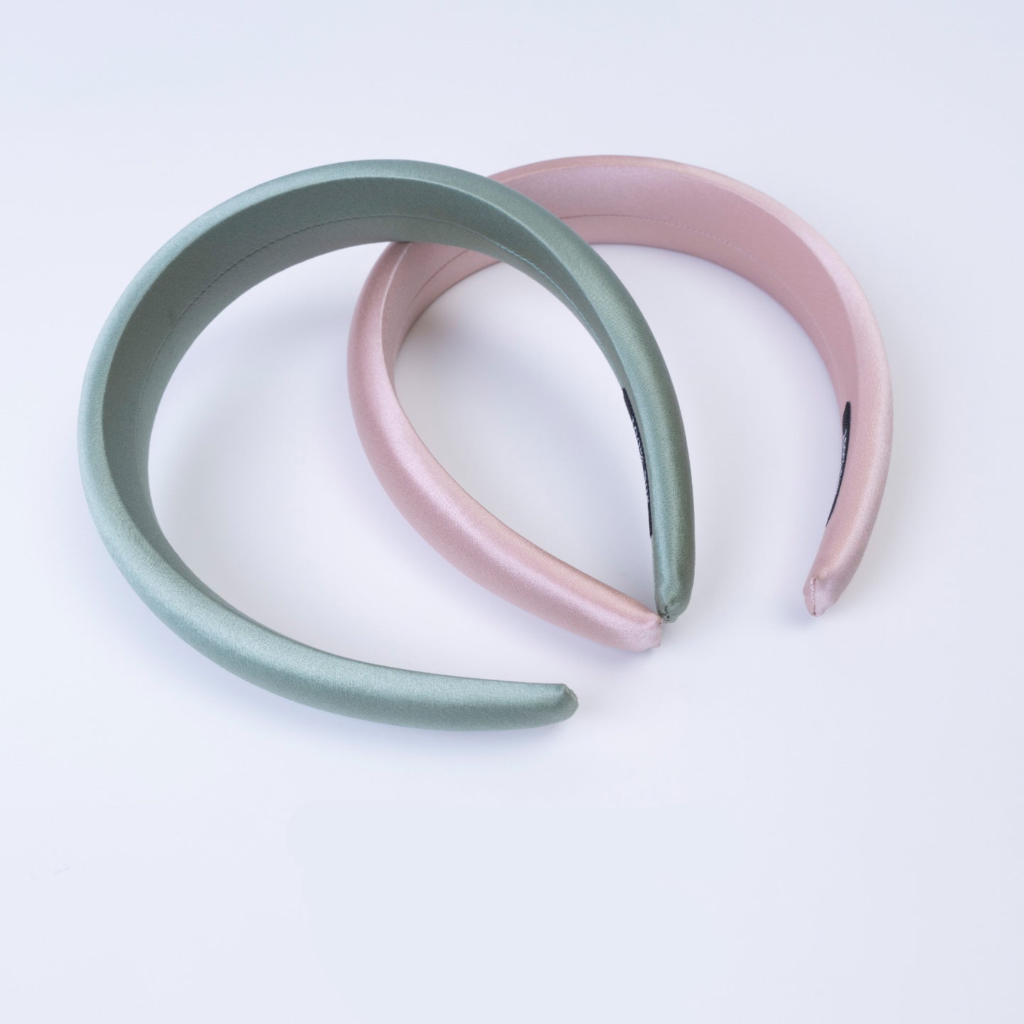 Soft blue, golden, and sage - green 100% silk headbands-2