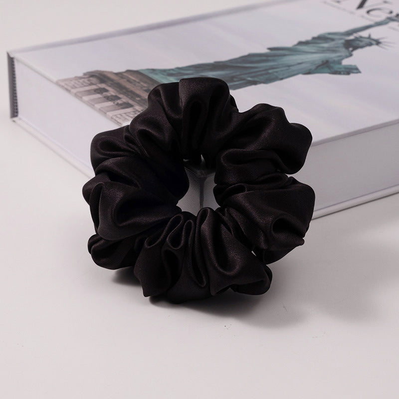 Solid color 100% silk scrunchies in light blue, pink, beige, and other colors-8