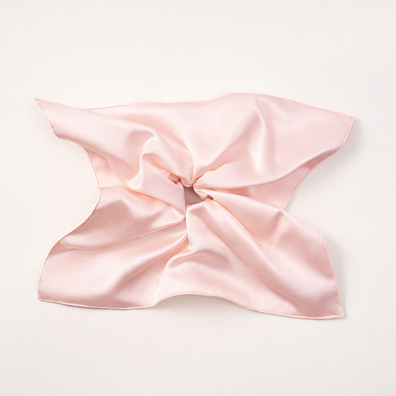 Soft - colored 100% silk scrunchies in gray, pink, and beige-10