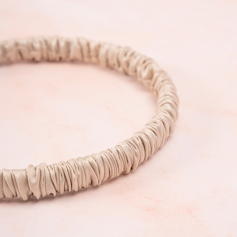 Beige 100% Silk Headband-4