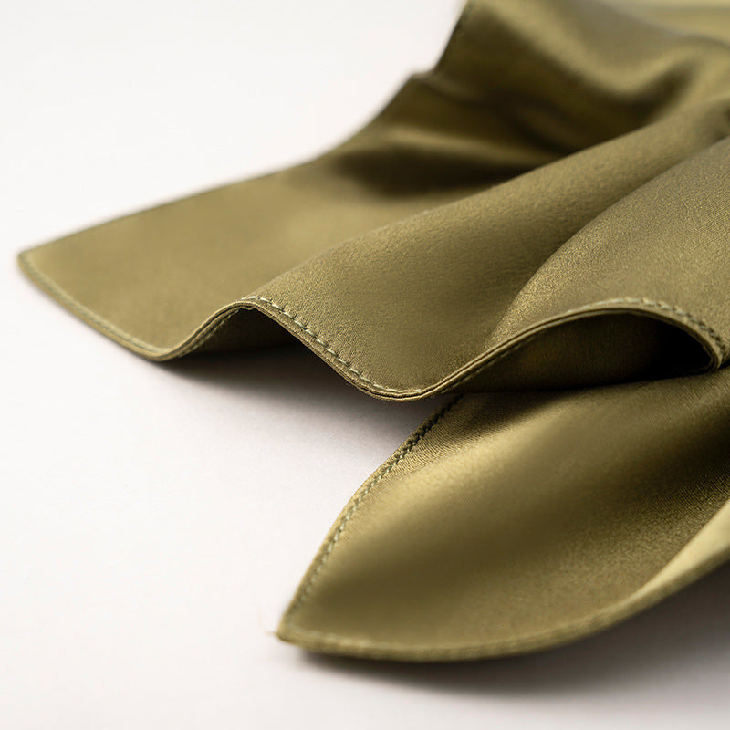 Soft - colored 100% silk scrunchies in gray, pink, and beige-4