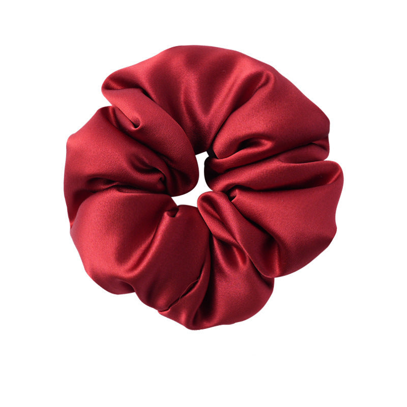 Retro polka - dot 100% silk scrunchies in black, white, blue, pink, and yellow-22
