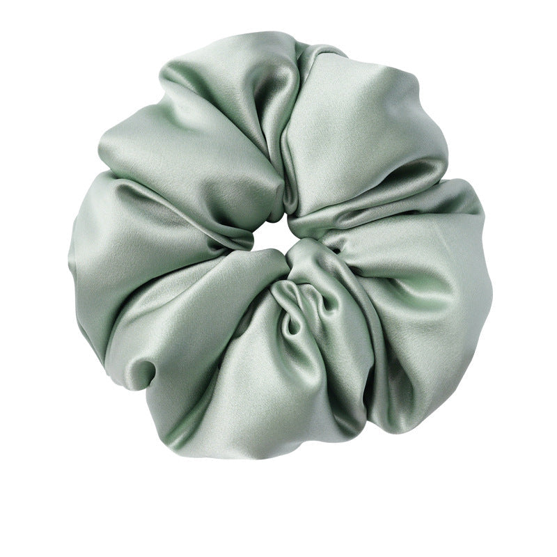 Retro polka - dot 100% silk scrunchies in black, white, blue, pink, and yellow-32