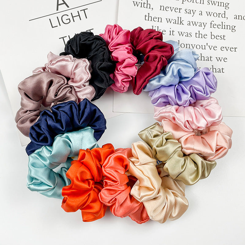 A variety of colored 100% silk scrunchies-2