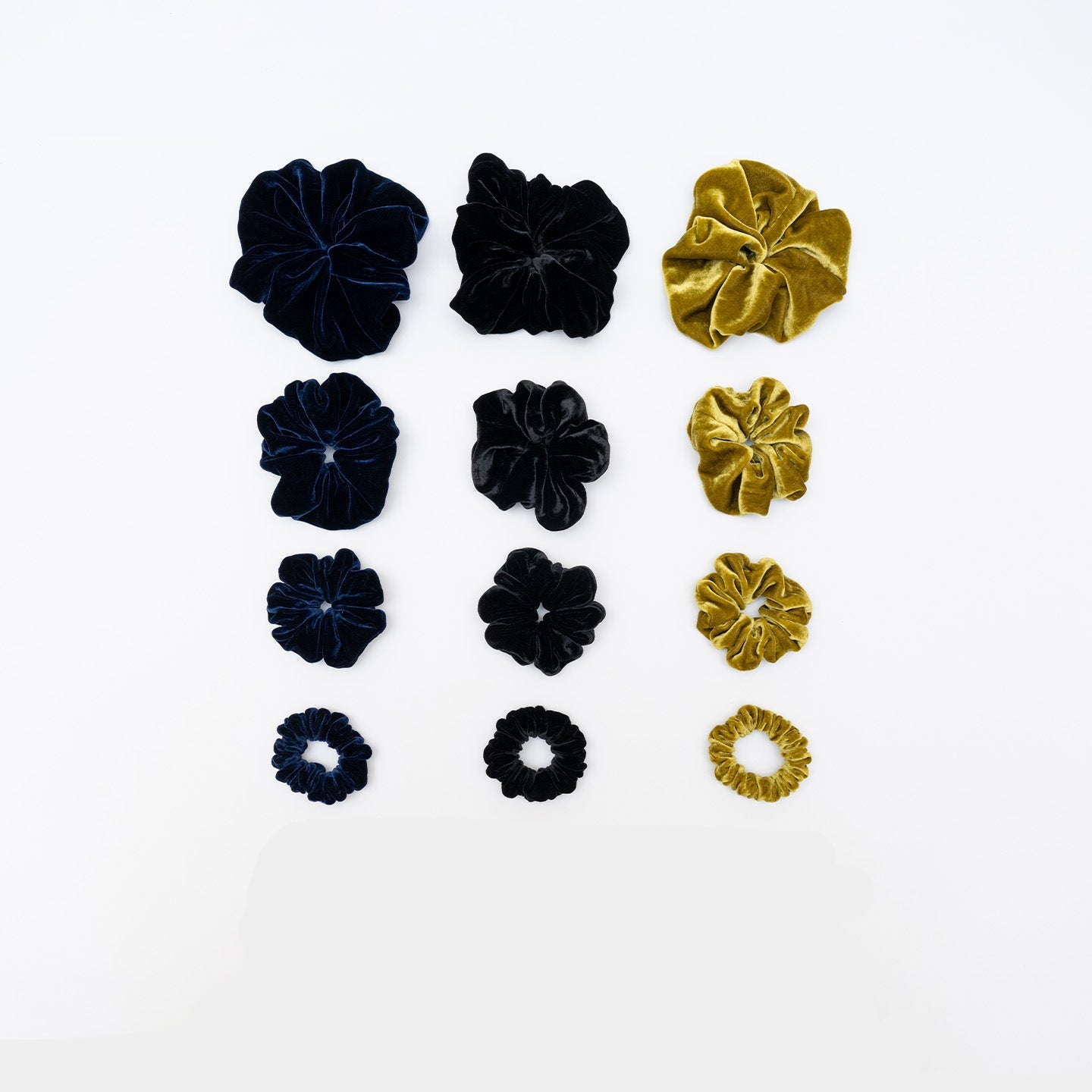 Black, Navy, and Gold 100% Silk Scrunchies