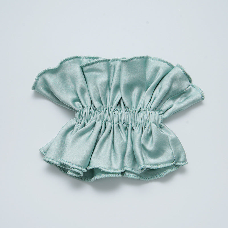 A light - colored 100% silk double - layered large bow scrunchie-7