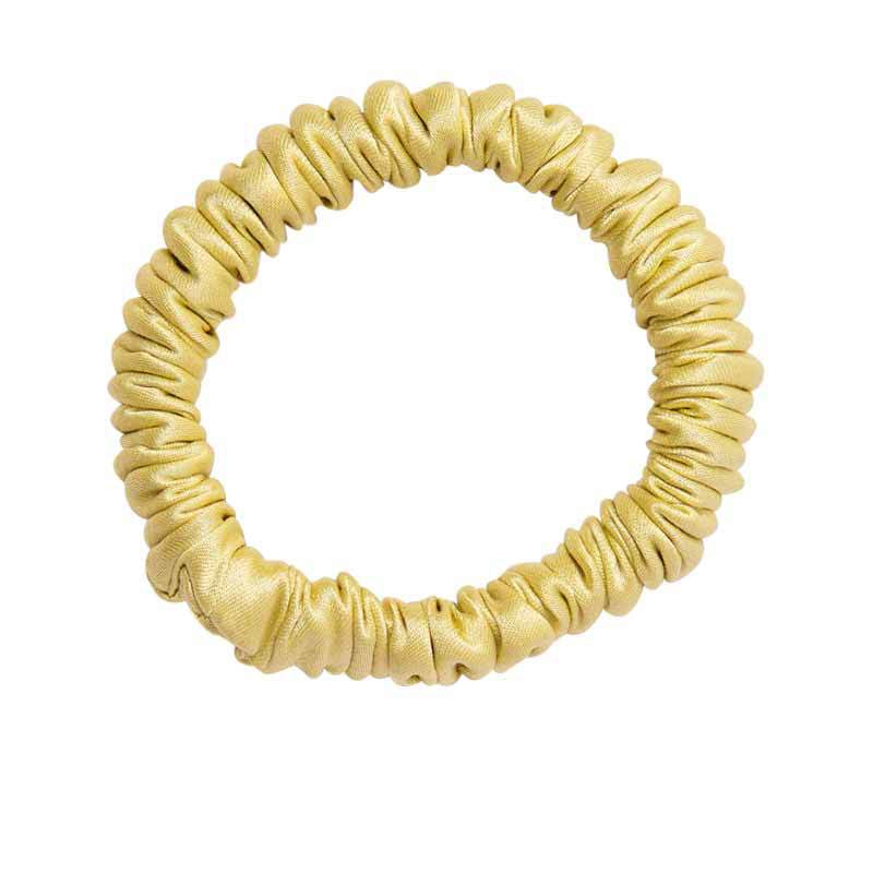 A set of silk scrunchies in black, gray, beige, brown, light blue, pink, and green colors-18