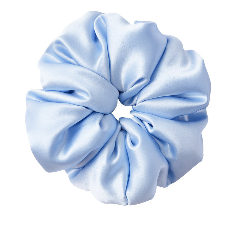 Retro polka - dot 100% silk scrunchies in black, white, blue, pink, and yellow-38