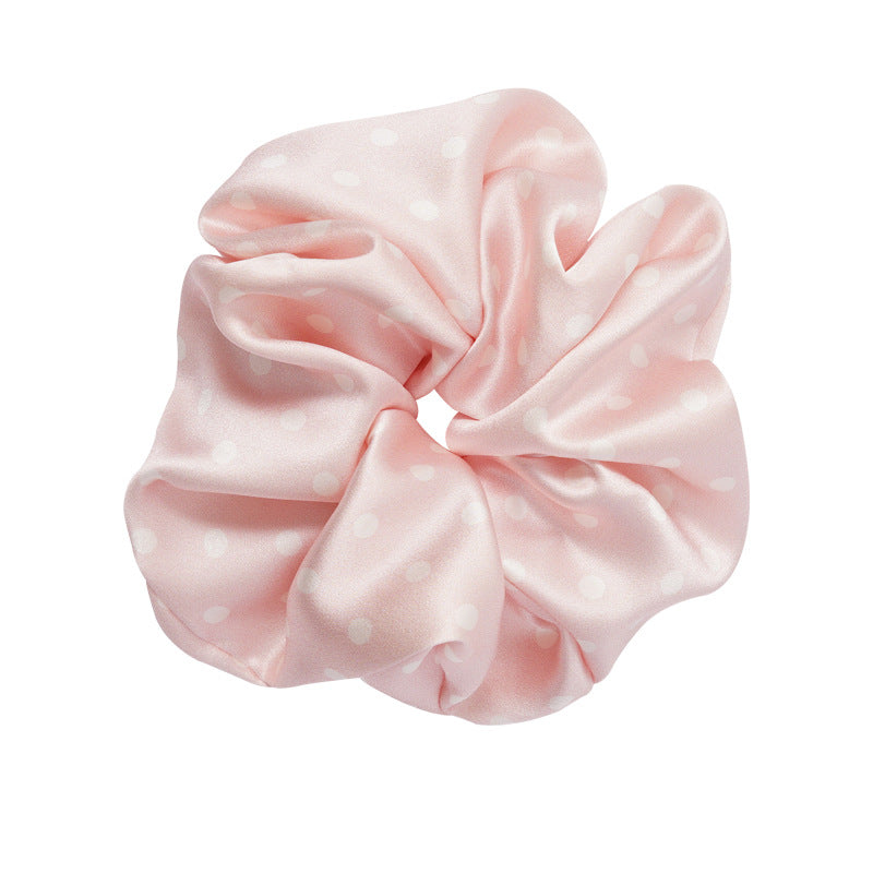 Polka - dot and solid color silk scrunchies-5