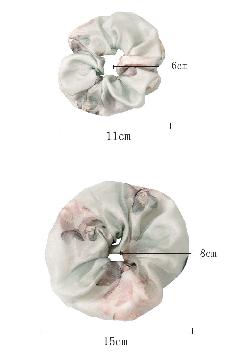 Light gray, pastel green and blue 100% mulberry silk hair scrunchies-15
