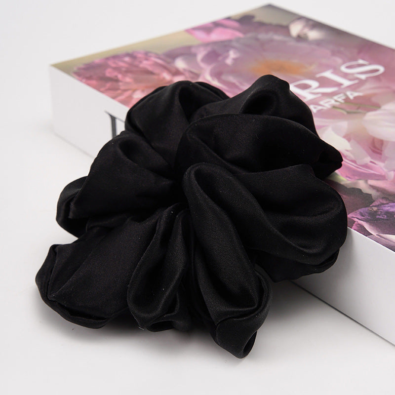 Light gray and beige 100% silk scrunchies-6