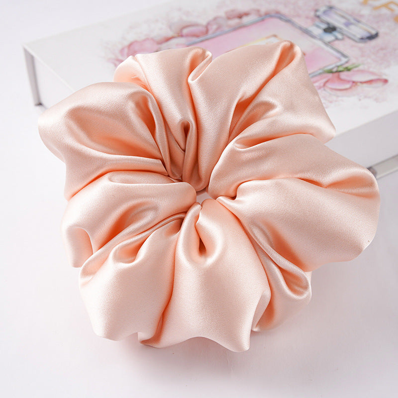 Soft pink, beige, and light gray 100% silk scrunchies-28