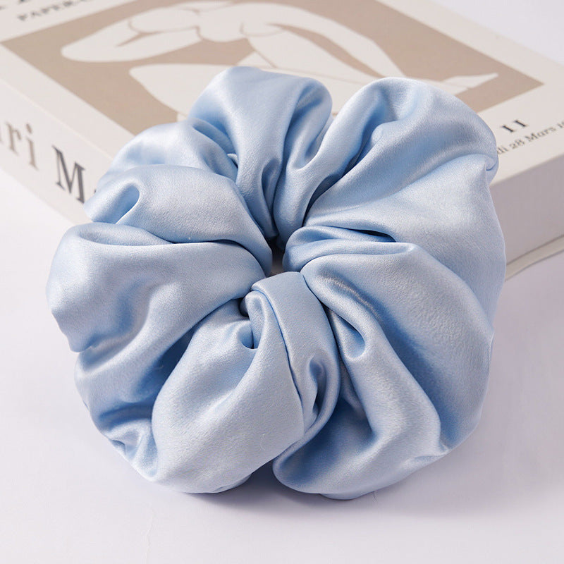 Red, navy, green, and beige 100% silk scrunchies-12