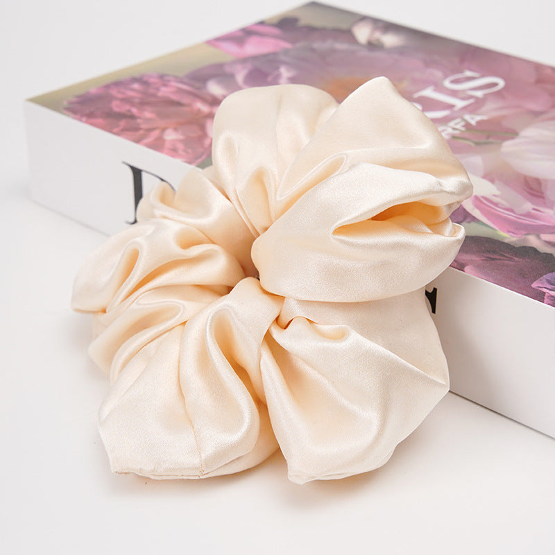 Light gray and beige 100% silk scrunchies-8