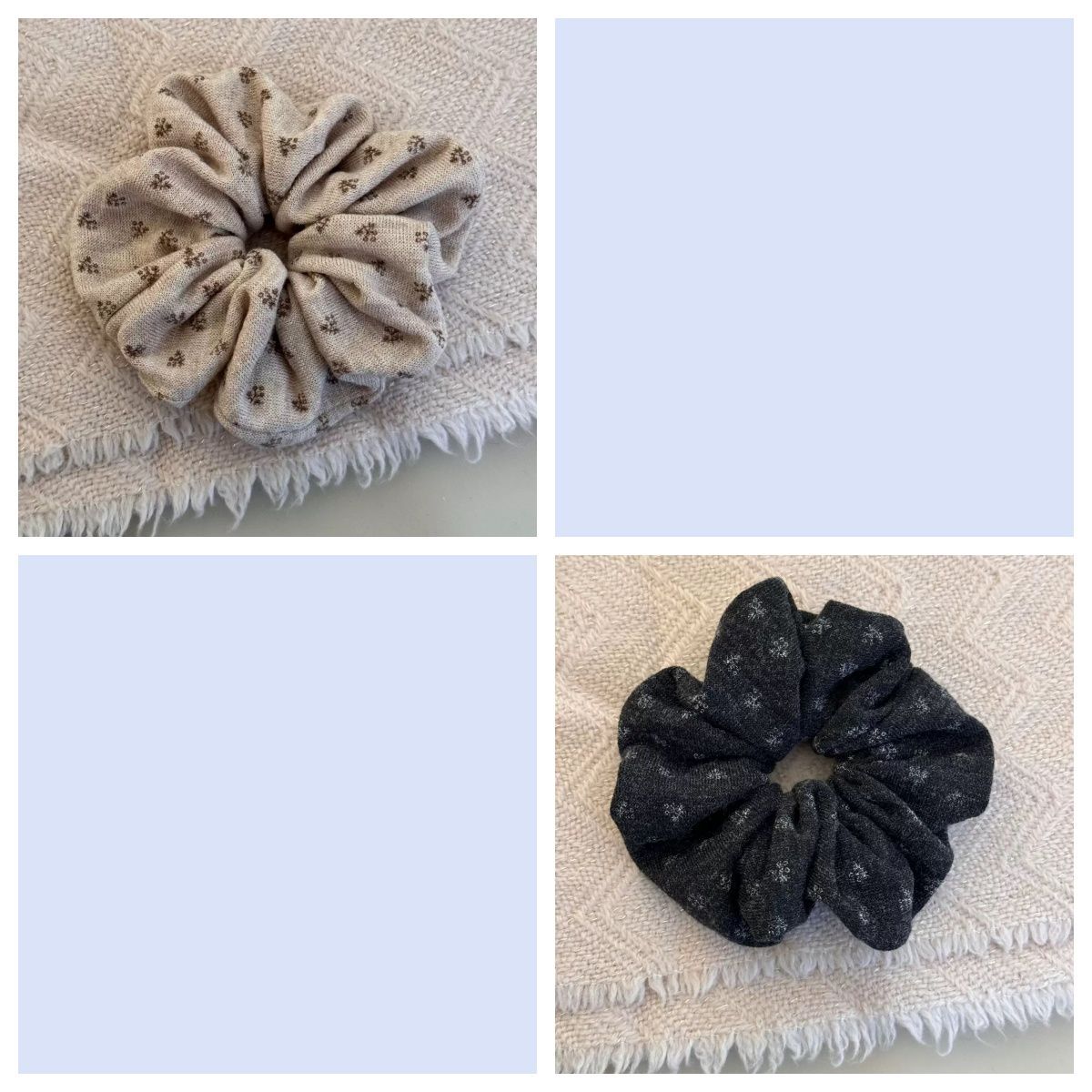 Herbst/Winter Vintage Blumenstrick Scrunchie – Großes Haargummi – IG037