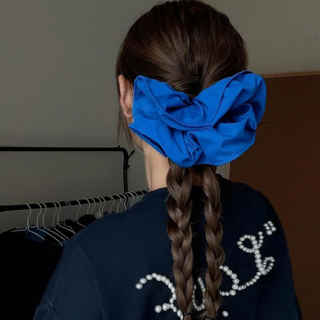 Large 20cm Blue Scrunchie – Braid Style Hair Tie - IGB001