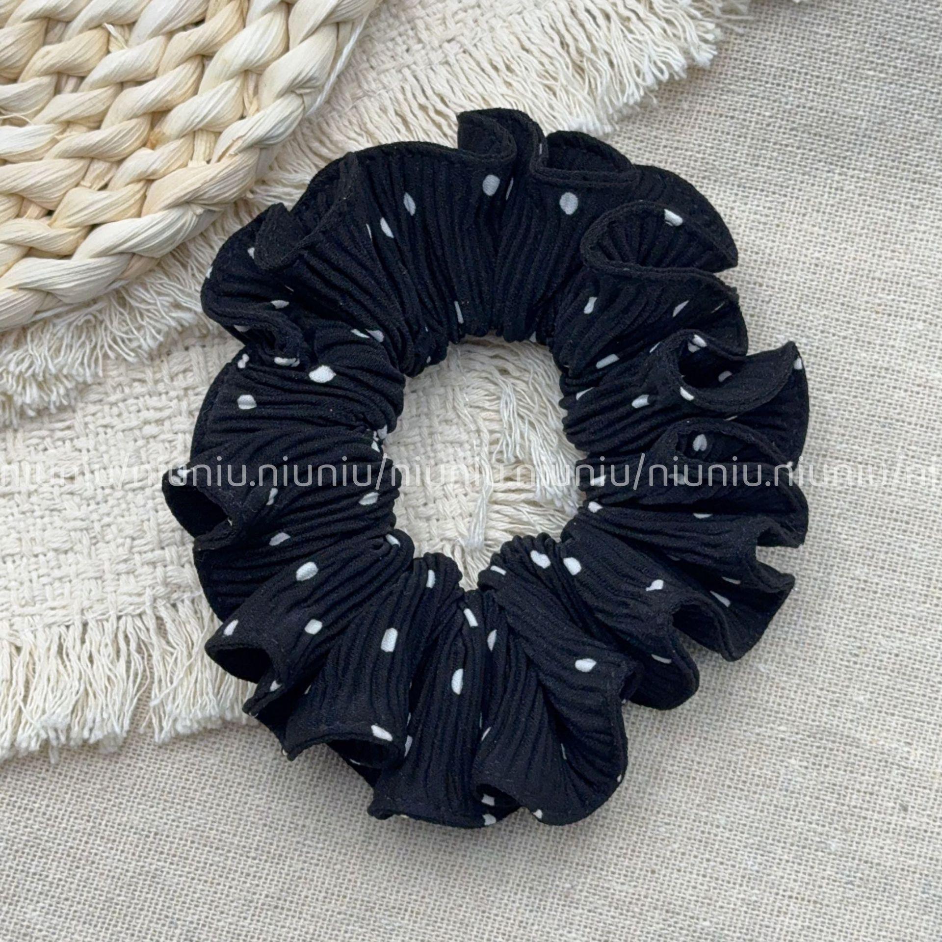 Polka Dot Ruffle Small Scrunchie – Low Ponytail Hair Tie - IG015