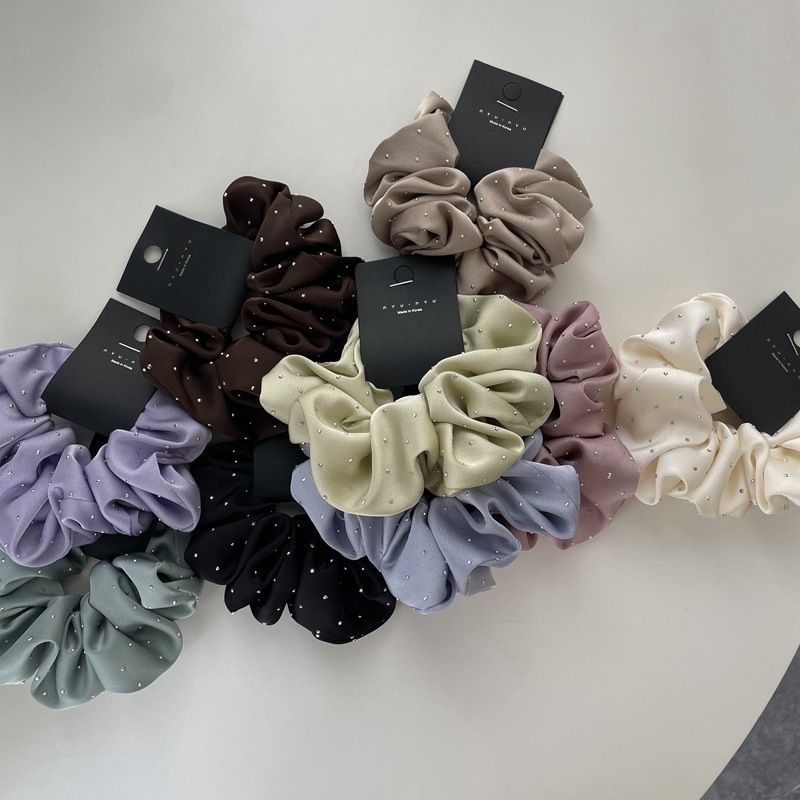 Starry Rhinestone Satin Scrunchie – Vintage Style - IGC020