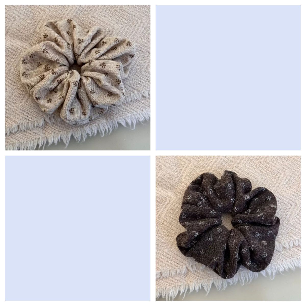Herbst/Winter Vintage Blumenstrick Scrunchie – Großes Haargummi – IG037