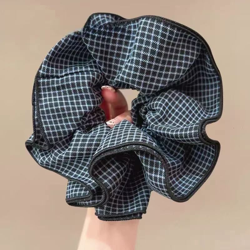 Baumwoll-Hahnentritt-Scrunchie mit doppelter Lage – Haar-Accessoire für Herbst/Winter – IGC007