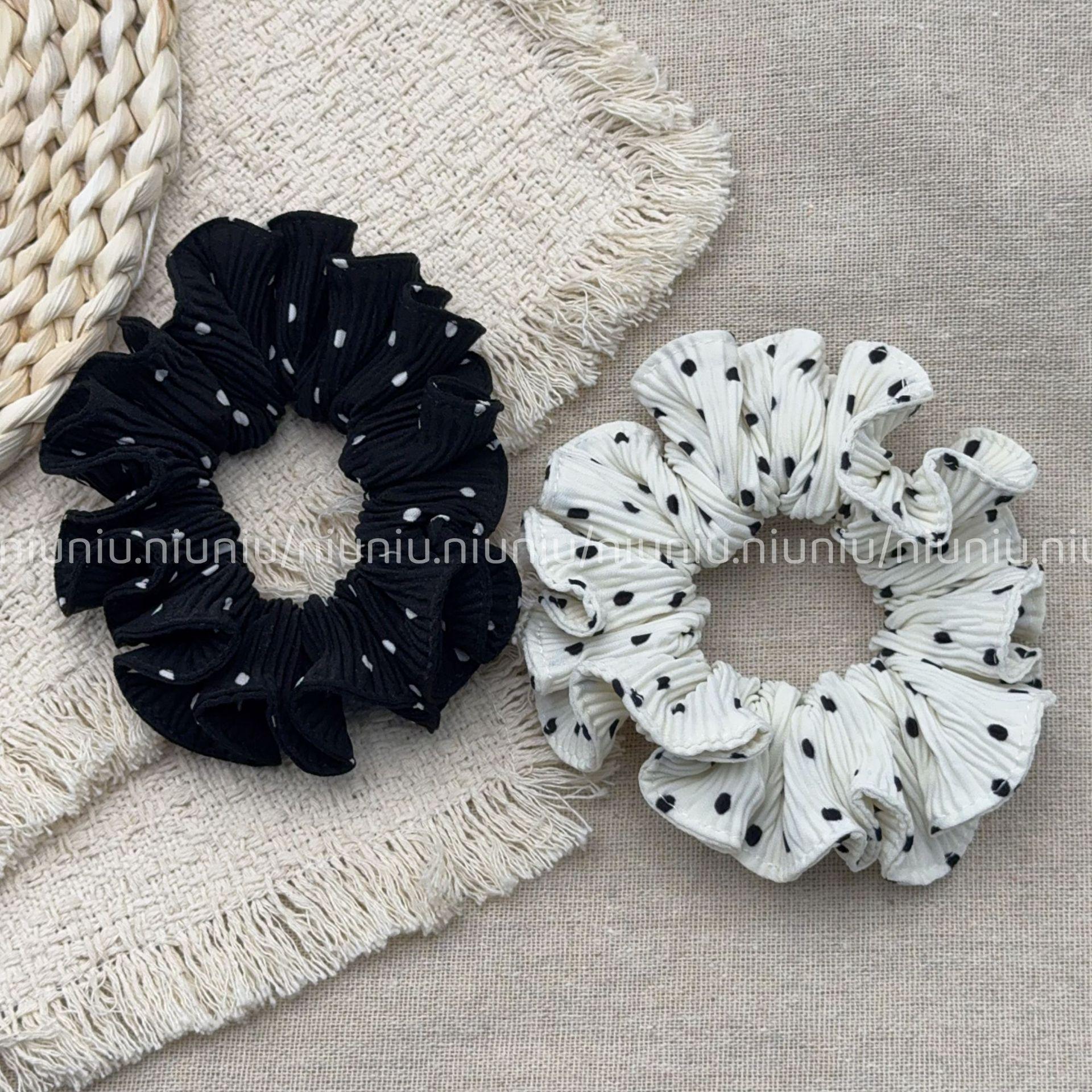 Polka Dot Ruffle Small Scrunchie – Low Ponytail Hair Tie - IG015