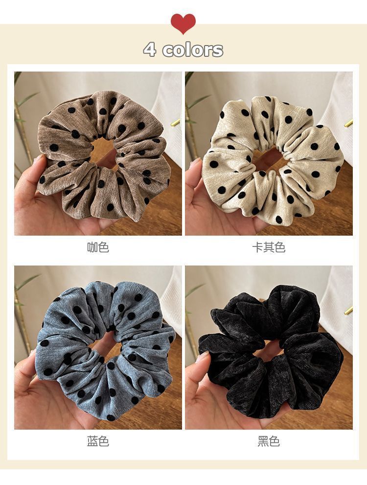 Vintage Flocking Polka Dot Scrunchie – Haargummi für Dutt - IG023