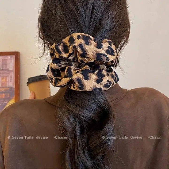 Haargummi mit Leopardenmuster – Vintage-Milchteebraun – Video gleicher Stil IG001