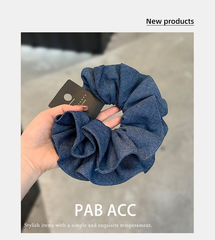 Denim Blue Scrunchie – Retro Doppel-Layer – Video Gleicher Stil IG005