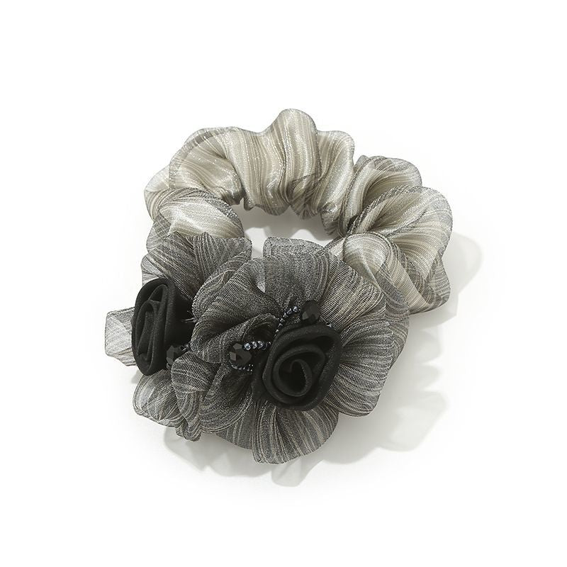 Flower Mesh Scrunchie – Elegant Hair Tie - IGC011