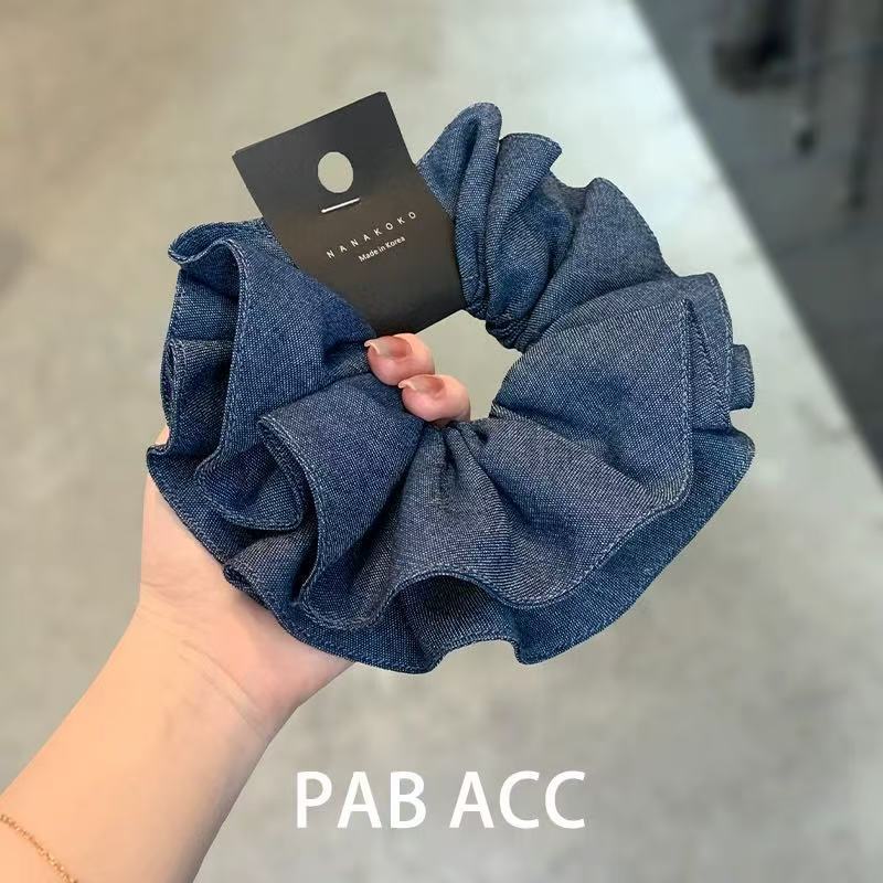 Denim Blue Scrunchie – Retro Double Layer - Video Same Style IG005