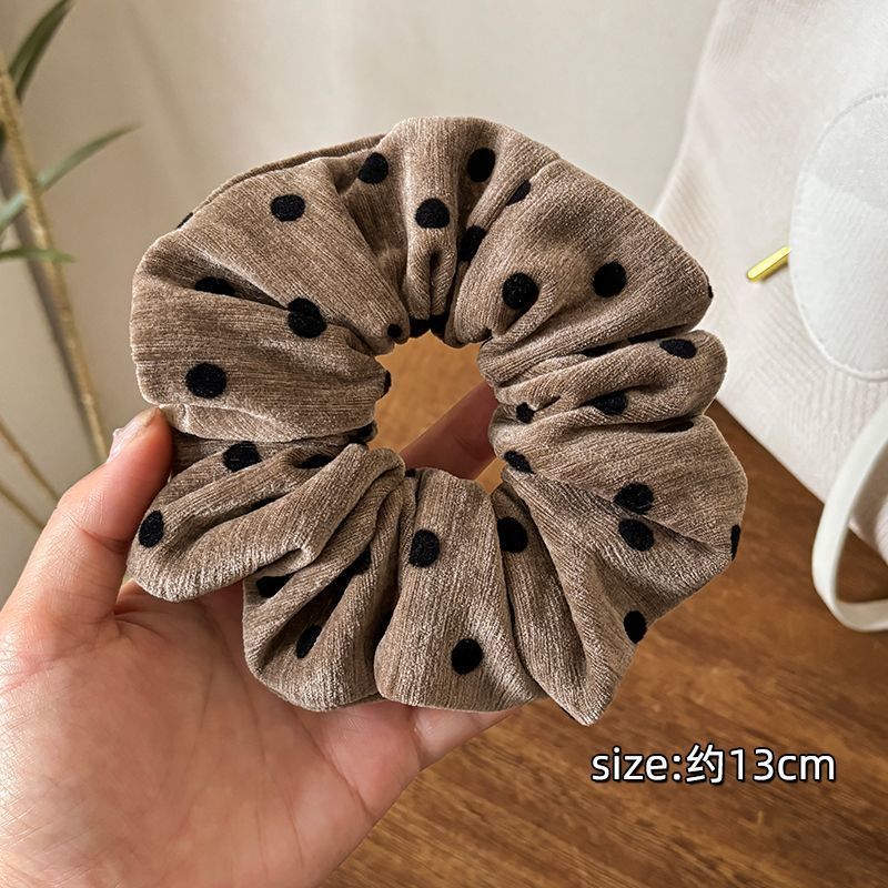 Vintage Flocking Polka Dot Scrunchie – Haargummi für Dutt - IG023