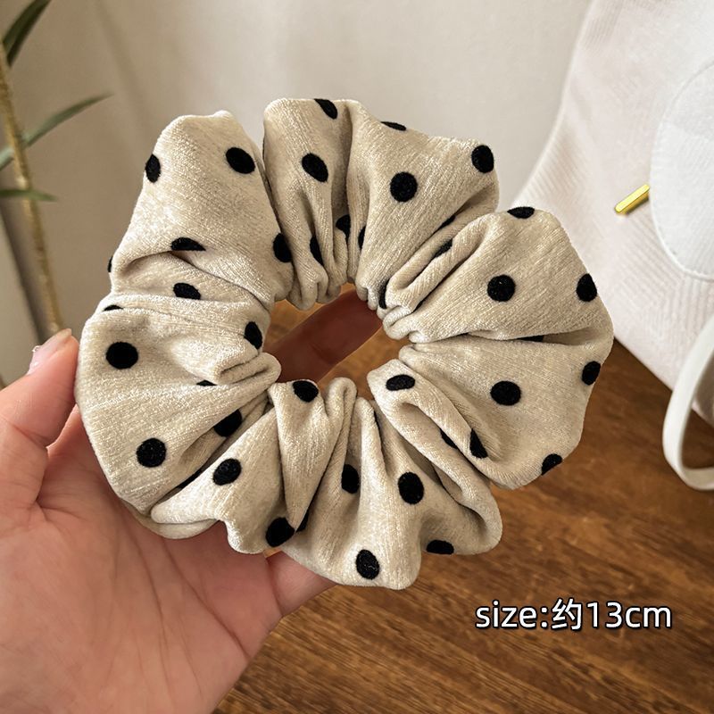 Vintage Flocking Polka Dot Scrunchie – Haargummi für Dutt - IG023