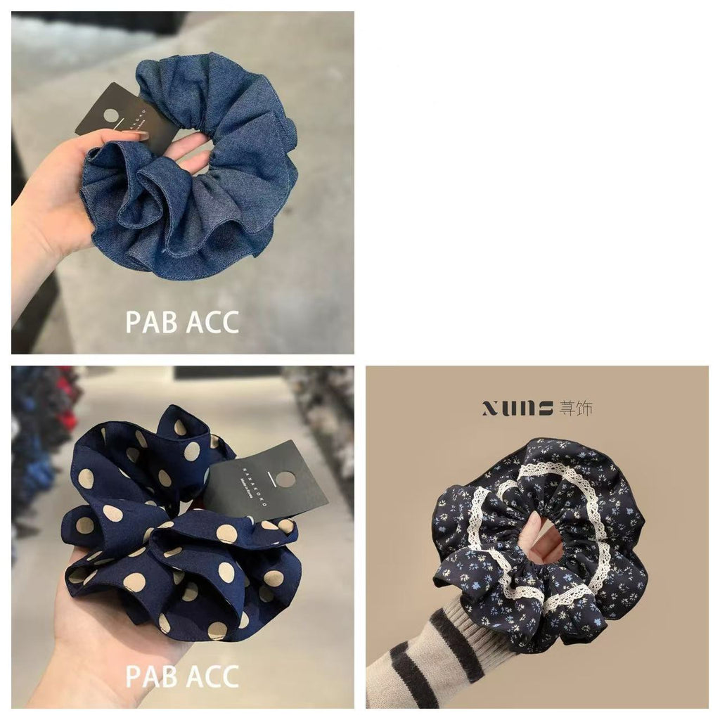Denim Blue Scrunchie – Retro Double Layer - Video Same Style IG005