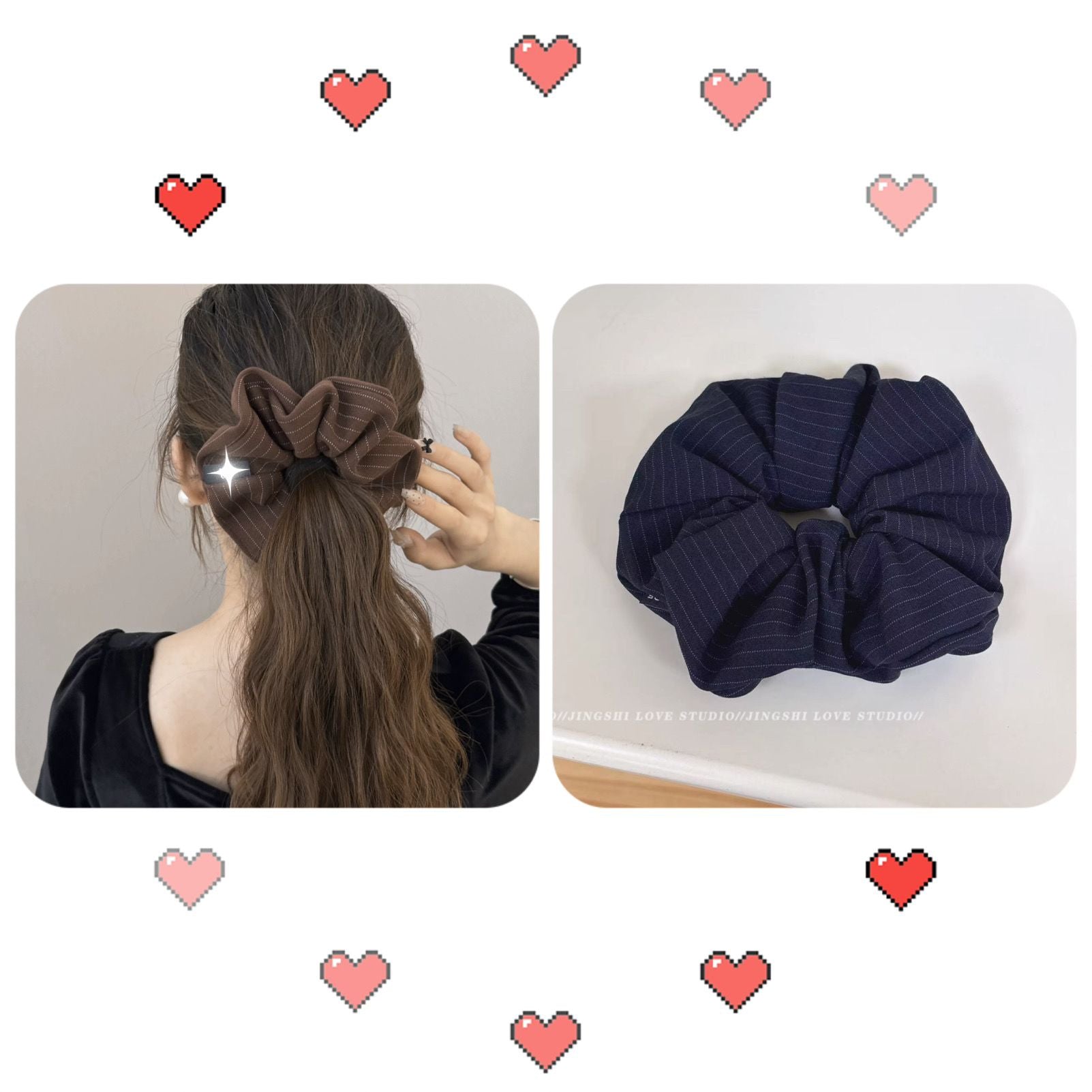 Graues Strukturiertes Scrunchie – Haargummi für Dutt – IG038