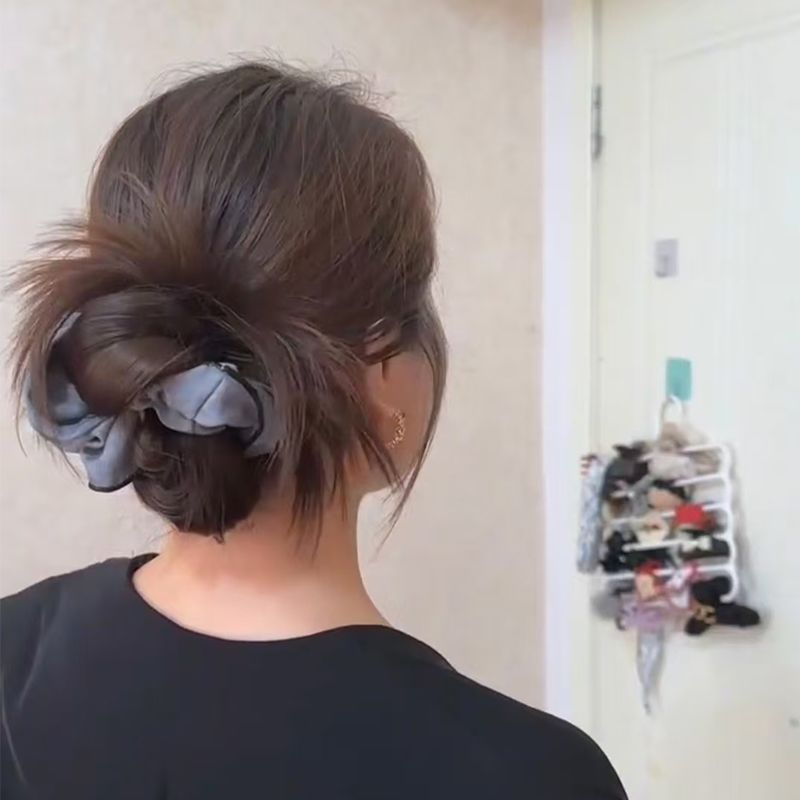 Casual Gray Scrunchie – Low Bun Hair Tie - IG032