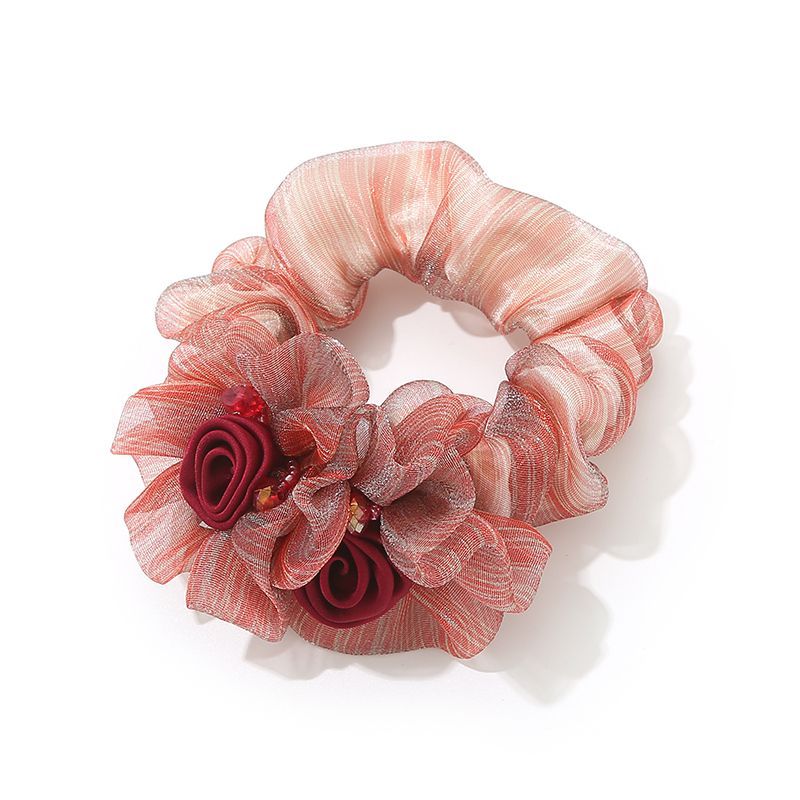 Flower Mesh Scrunchie – Elegant Hair Tie - IGC011