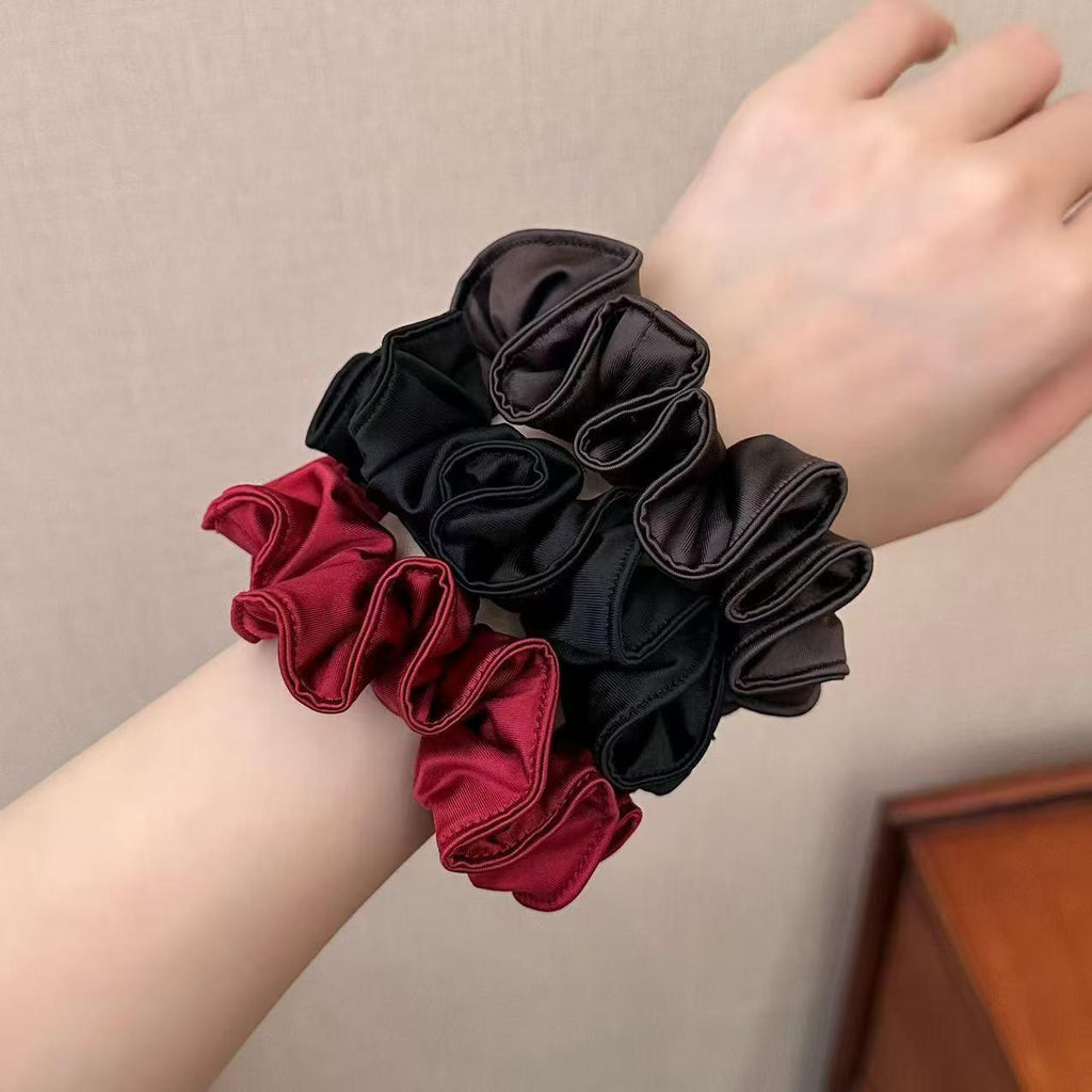 Satin Bow Scrunchie – Black Ponytail Hair Tie - IG039