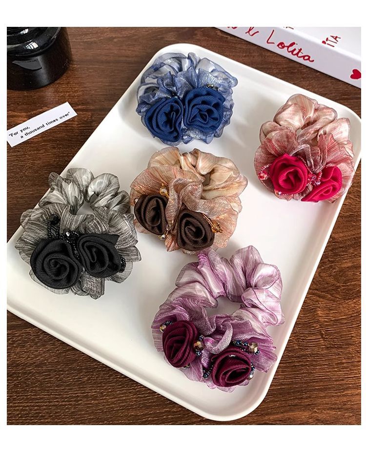 Blumen-Netz-Scrunchie – elegantes Haargummi - IGC011
