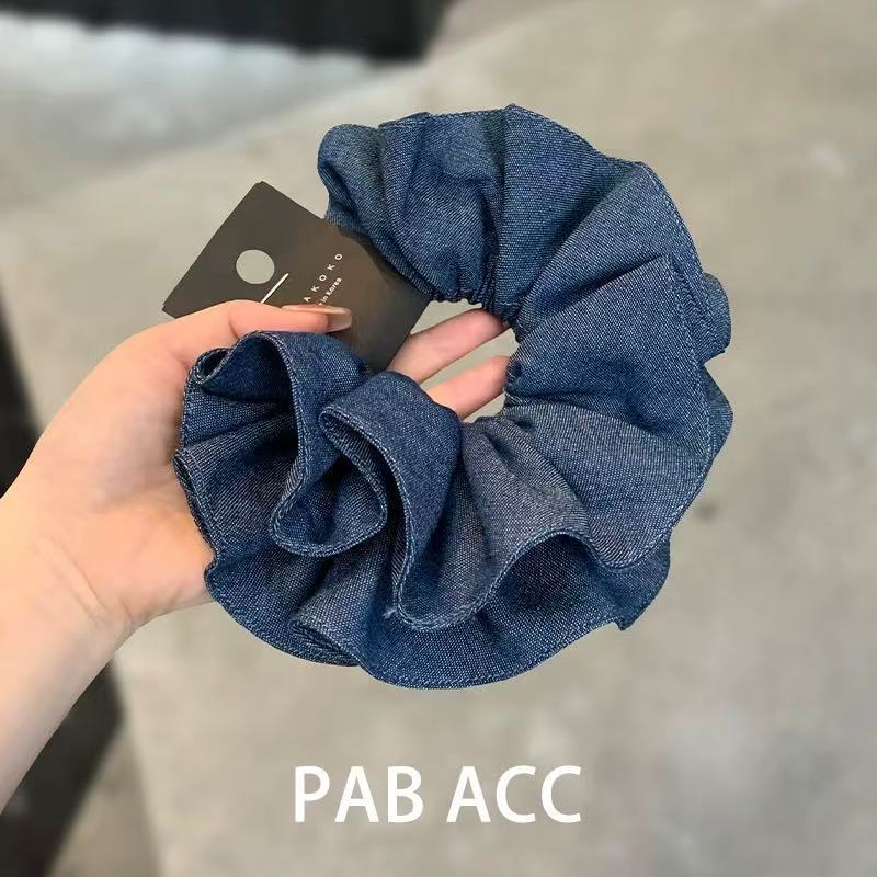 Denim Blue Scrunchie – Retro Doppel-Layer – Video Gleicher Stil IG005
